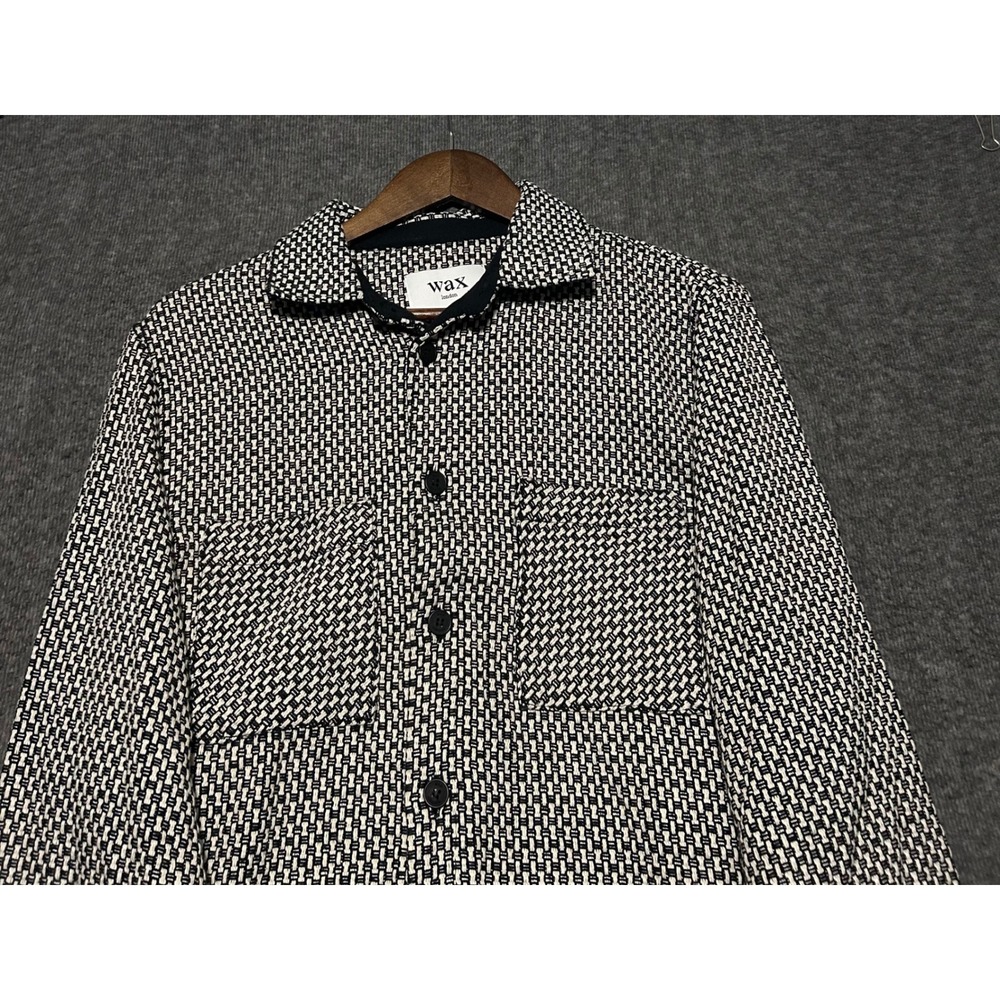 Wax london overshirt whitting mens pockets Large black white